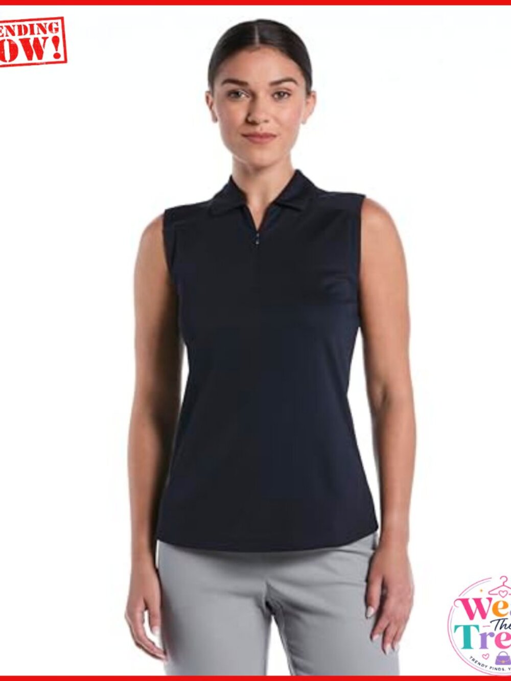 Women's Airflux Sleeveless Quarter Zip Golf Polo Shirt Moisture-Wicking